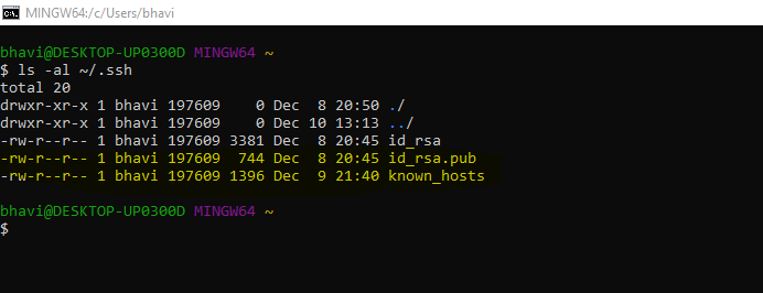 Git-Bash - check for ssh key